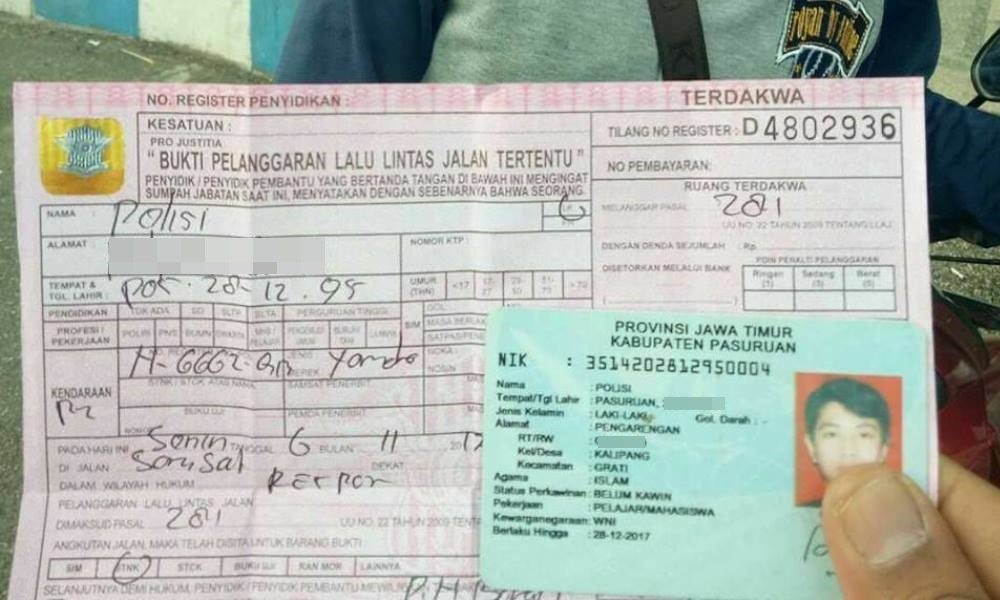 Tak Bisa Tunjukkan Surat Izin Mengemudi, Polisi Kena Tilang Polisi