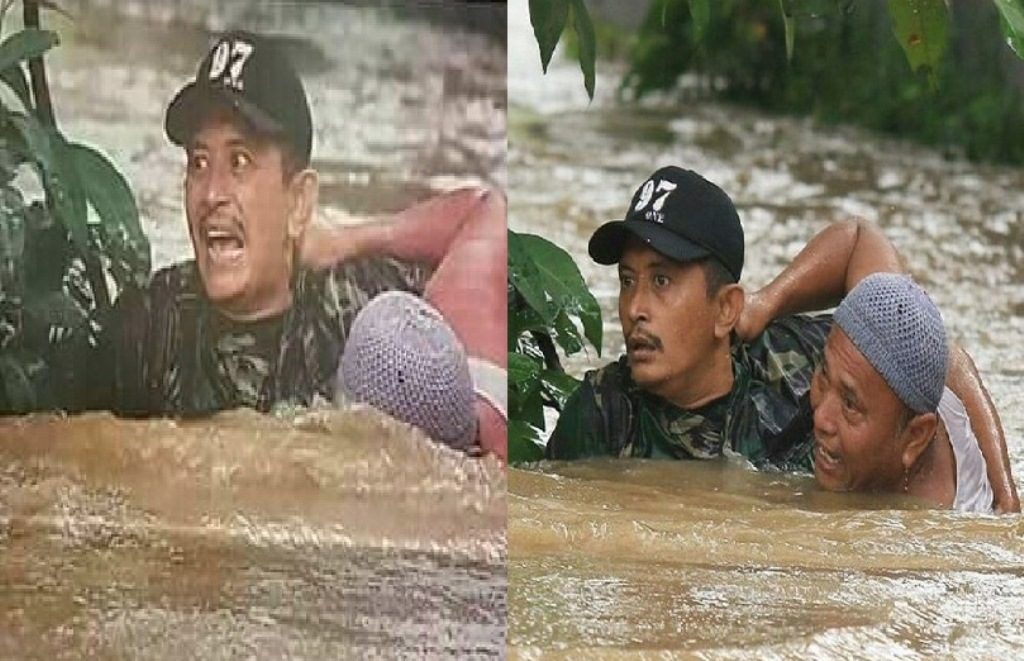 Selamatkan Warga yang Terseret Arus Sungai, Aksi Heroik Anggota Koramil Asal Pasuruan ini Viral