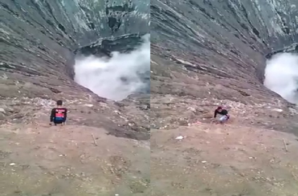 Ponsel Jatuh ke Kawah Gunung Bromo, Pria ini Nekat Turun, Videonya Viral