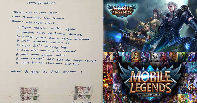 Surat Perjanjian Istri Kepada Suami Ini Jadi Viral, Salah Satunya Minta Hapus Aplikasi Mobile Legend