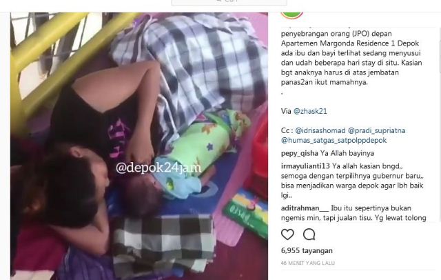 Viral, Ibu Tinggal Berhari-hari Bersama Bayinya di JPO Margonda Depok