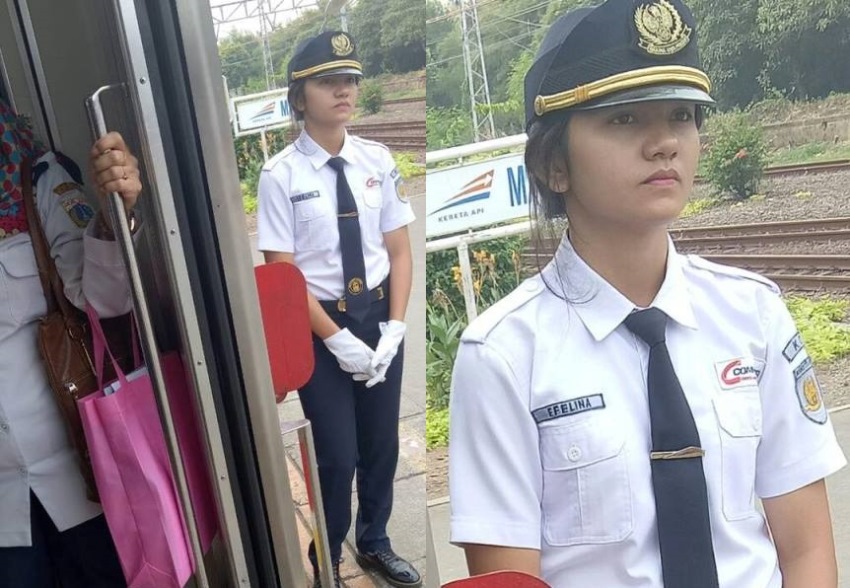 Suka Lempar Senyuman ke Penumpang, Paras Cantik Petugas KRL ini Bikin Hati Cenat-Cenut