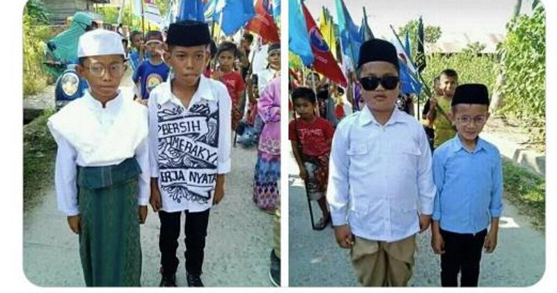 Rayakan 17-an Berkostum ala Capres & Cawapres, 4 Bocah Ini Viral! Dijamin Ngakak