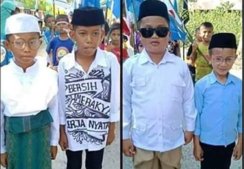 Tirukan Gaya Jokowi-Maruf dan Prabowo-Sandiaga, 4 Bocah ini Viral, Kreatif!