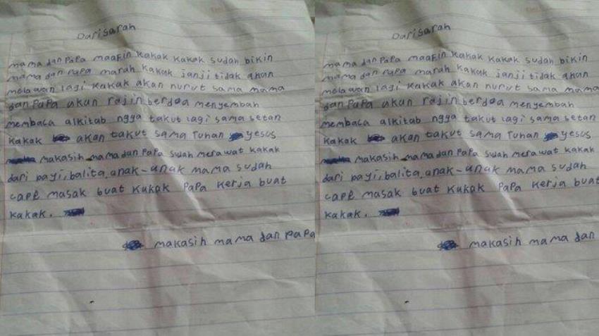 Viral Surat Anak Korban Pembunuhan Satu Keluarga di Bekasi, Maafin Kakak!