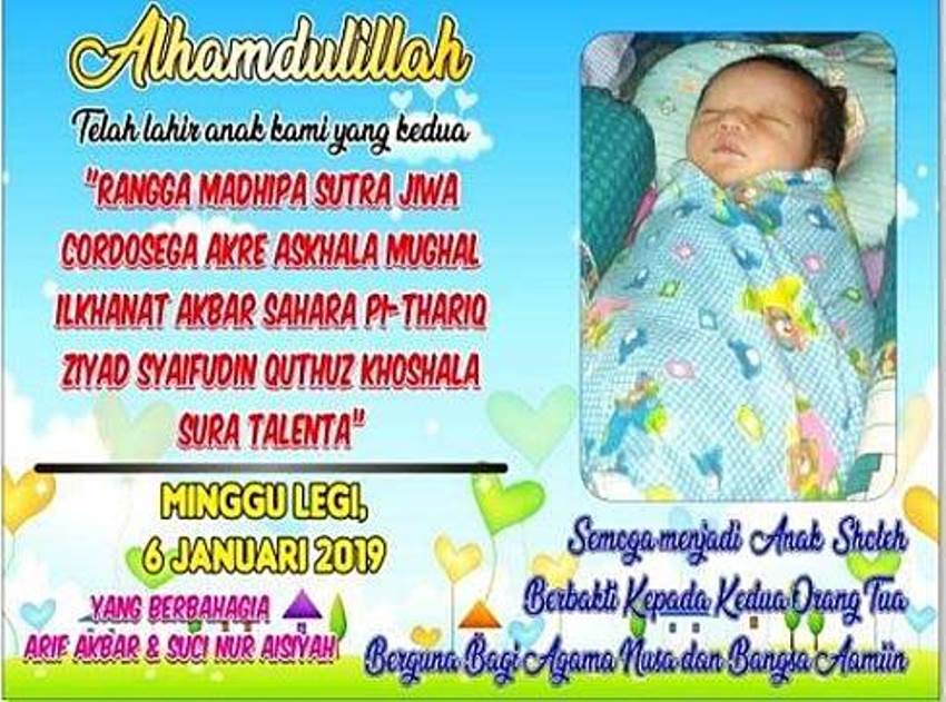 Terdiri dari 19 Kata, Nama Bayi Laki-Laki di Tuban ini Miliki Makna Mendalam