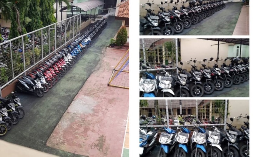 Berjejer dengan Rapi Sesuai Type dan Warna, Potret Pemandangan di Tempat Parkir Sekolah ini Viral