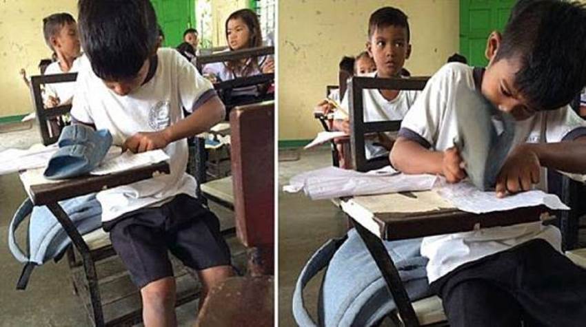 Jadikan Sandal sebagai Penghapus, Kisah Bocah SD yang Sangat Miskin Gigih Sekolah ini Viral