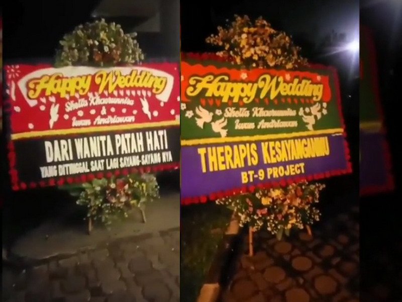 Viral Video Pengantin Dapat Karangan Bunga dari Tempat Terapis