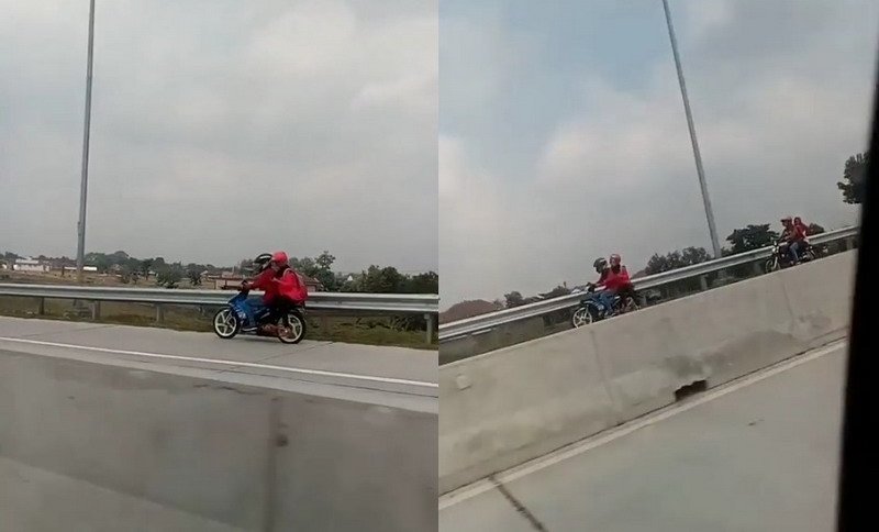 Viral 2 Pemotor Nekat Lawan Arus di Tol Solo-Ngawi