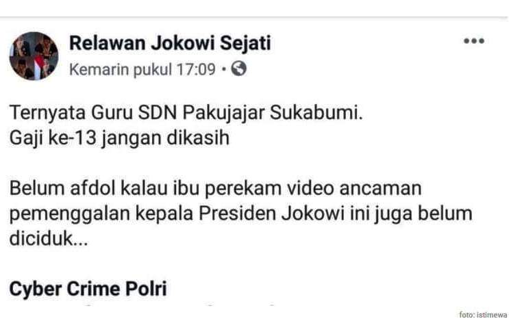 Heboh Kabar Guru Asal Sukabumi Merekam Video "Penggal Jokowi", Bagaimana Faktanya?