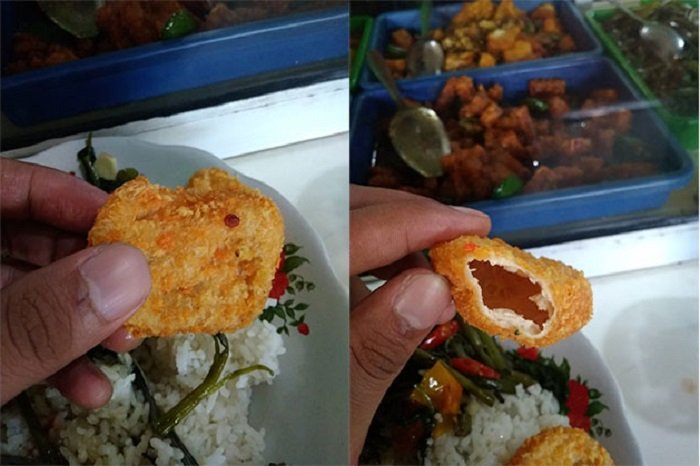 Viral Pria Diprank Ibu-Ibu Warteg, Makan Nugget Isinya Kopong