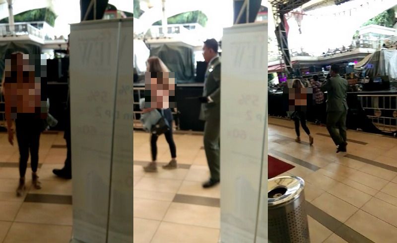 Heboh Video Wanita Telanjang Dada Berjalan di Mall