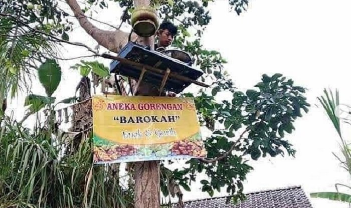 Viral Penjual Gorengan di Atas Pohon, Netizen: Ada yang Mudah Malah Dipersulit!