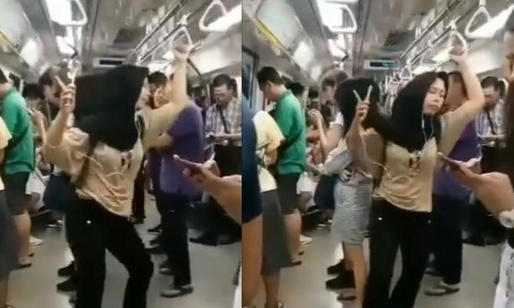 Viral! Asik Sendiri, Wanita Ini Tak Sadar Sedang Joget di Kereta