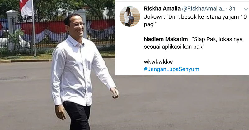 Nadiem Makarim Dipanggil Jokowi ke Istana, Netizen: Alamat Sesuai Aplikasi Ya Pak!