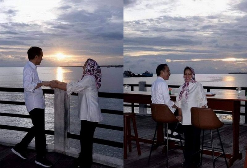 Viral Kebersamaan Presiden Jokowi dan Ibu Iriana di Hadapan Sunset Laut Arafura