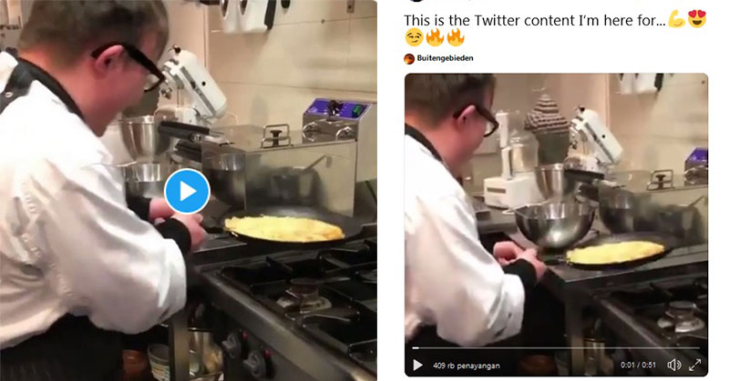 Viral Aksi Pria Down Syndrome Masak Telur Ceplok, Endingnya Bikin Senyum