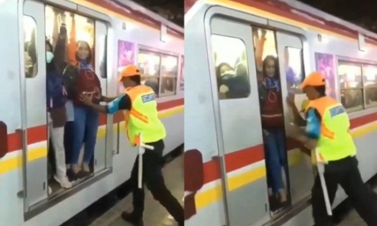 Viral Kereta Penuh Sesak, Petugas Terpaksa Dorong Penumpang