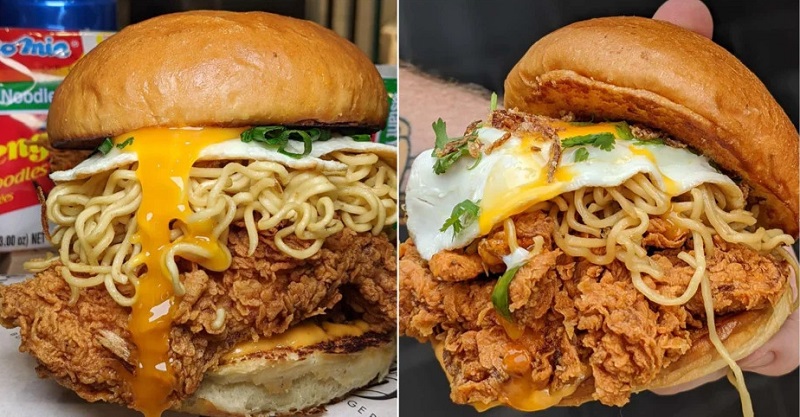 Viral Burger Toping Mi Goreng, Begini Wujudnya!