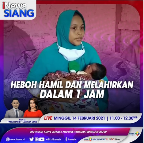 "iNews Siang" Live di iNews dan RCTI+ Minggu Pukul 11.00: Heboh Hamil Dan Melahirkan Dalam 1 Jam