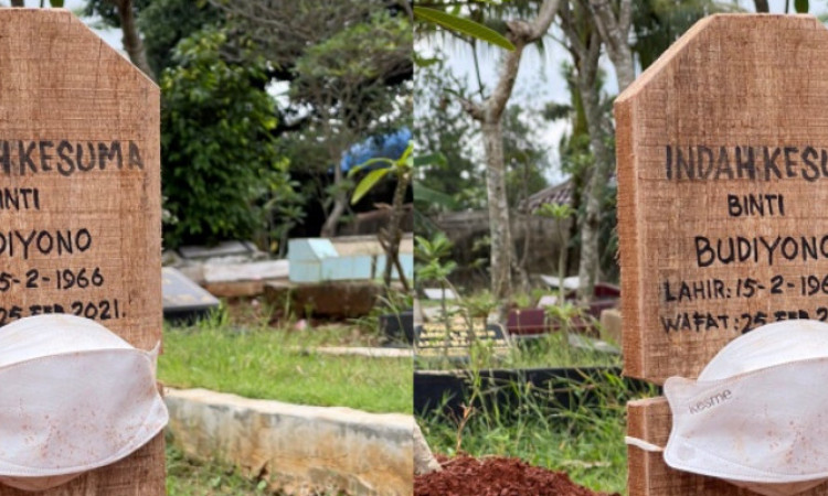 Kisah Pilu Nisan Bermasker yang Viral