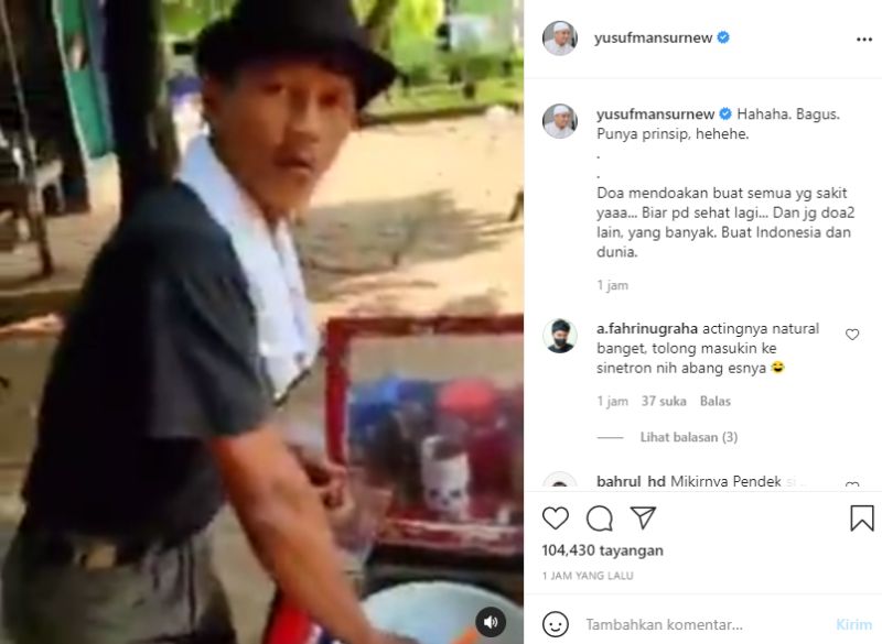 Bagikan Video Penjual Es, Ustadz Yusuf Mansur Bikin Ngakak Netizen