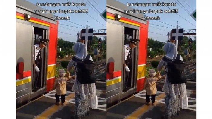 Viral! Berangkat Kondangan Ibu dan Anak Ini Dijemput KRL