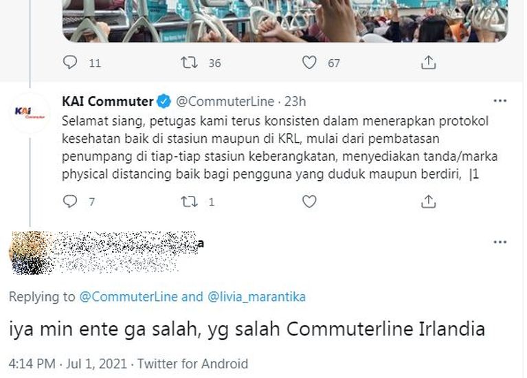 Viral Kerumunan di Gerbong KRL, Jawaban Template KAI Commuter Dapat Sindiran Netizen