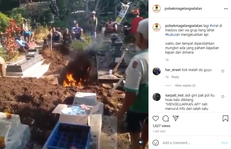 Viral, Kuburan Mengeluarkan Api, Warganet: Itu Sih Dibakar!