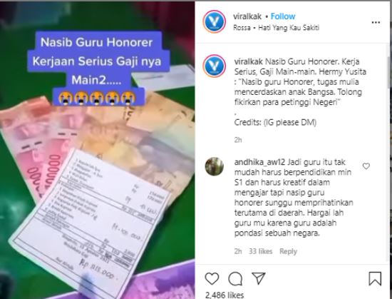 Guru Honorer Hanya Digaji Rp 213 Ribu per Bulan Viral di Media Sosial