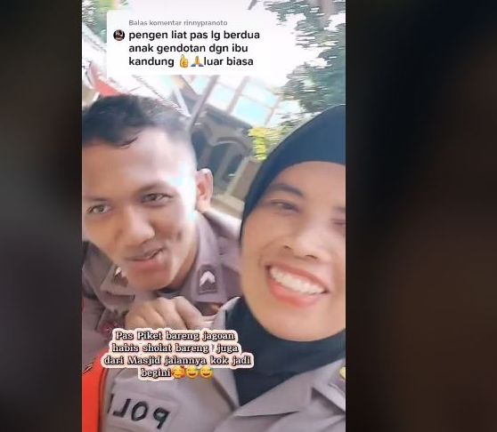 Viral Kemesraan Ibu dan Anak Sama-Sama Polisi Bikin Iri