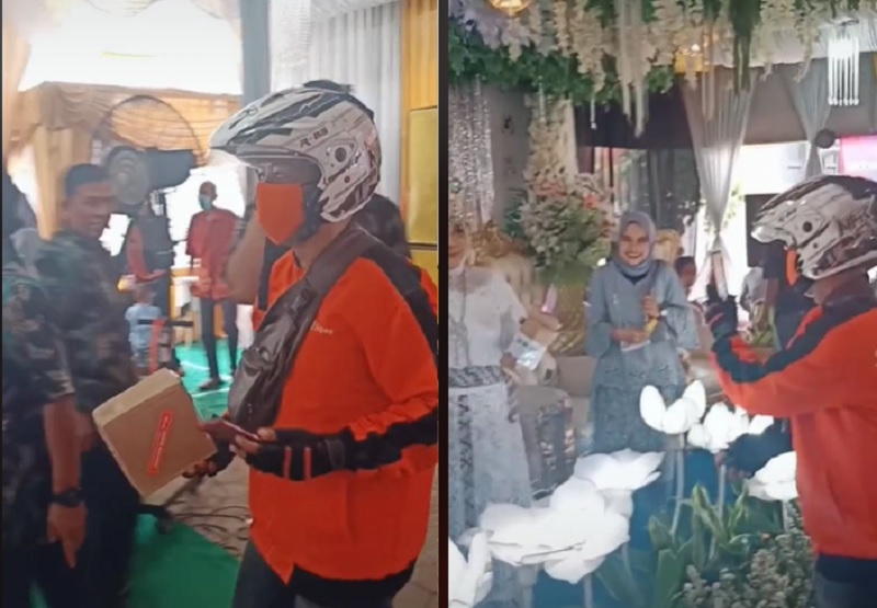 Viral Pengantin Perempuan Sudah di Pelaminan Masih Dapat Paket Belanja Online